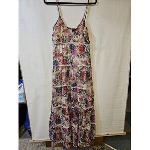 Topshop Women's Floral Sleeveless Maxi Dress Multicolor V  Neck, Size 12 54 Long